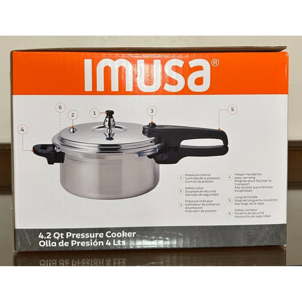 IMUSA USA A417-80401‎ Aluminum Stovetop Pressure Cooker 4.2Qt